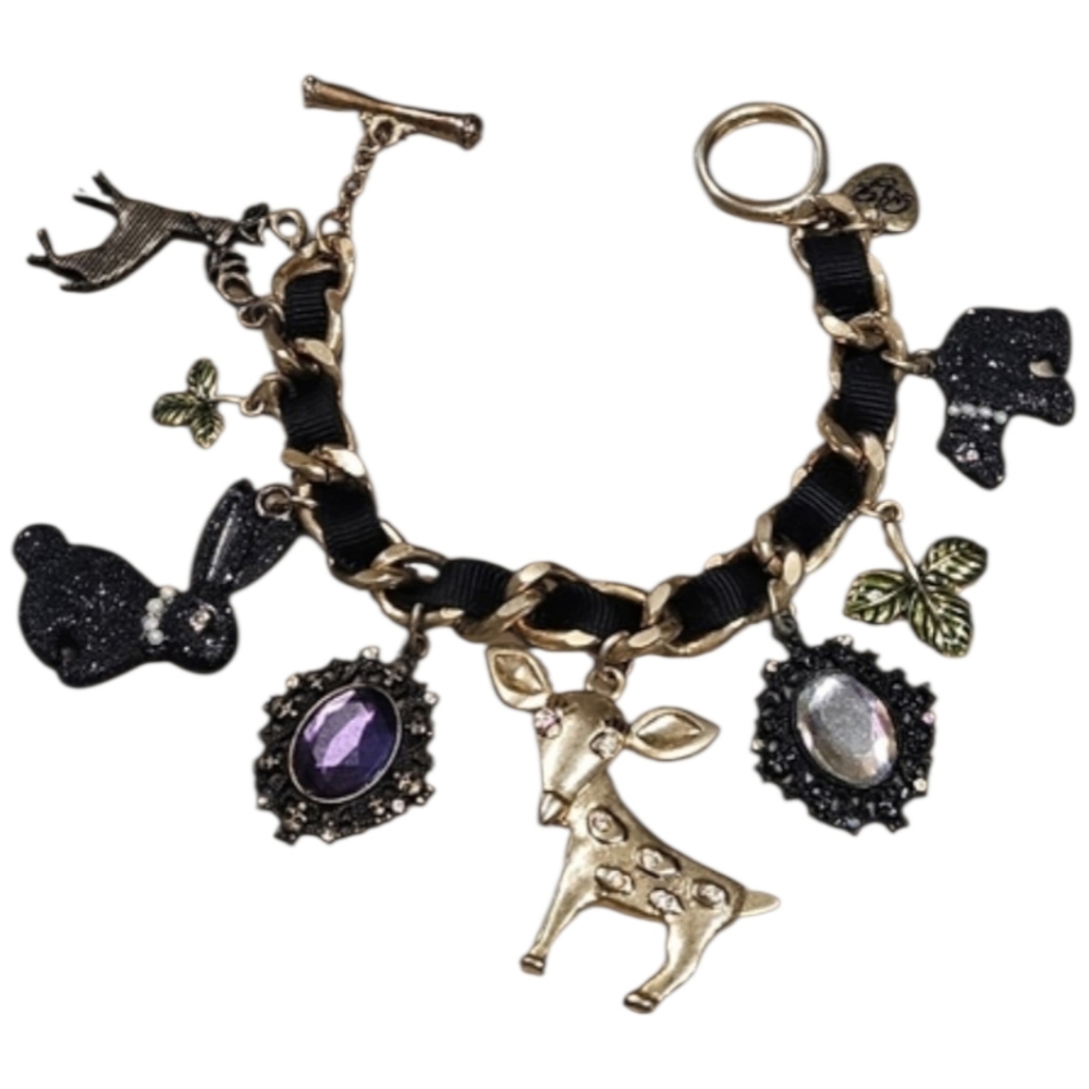 💀🦌Betsey "DARK FOREST" Collection Woodland Critters Toggle Charm Bracelet GPVC